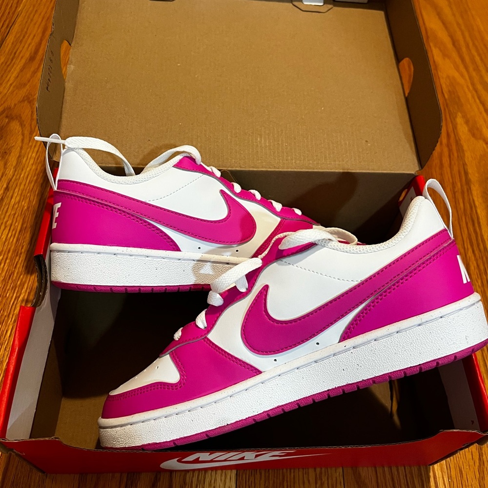 Nike Women's Fuchsia and White Sneakers